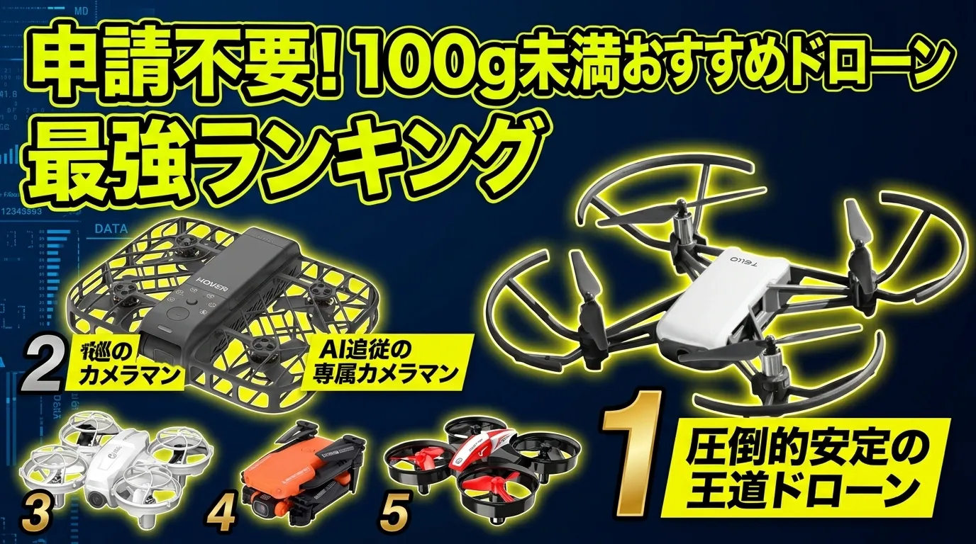 【2026年最新】失敗回避！100g未満 ドローン ランキングTOP5。初心者が買うべき神機材はこれだ！